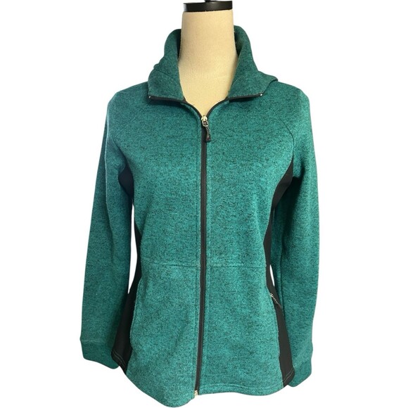 Zeroxposure Women's M  Hooded Full Zip Pocket Jasper Teal Green Black Jacket - Picture 2 of 10